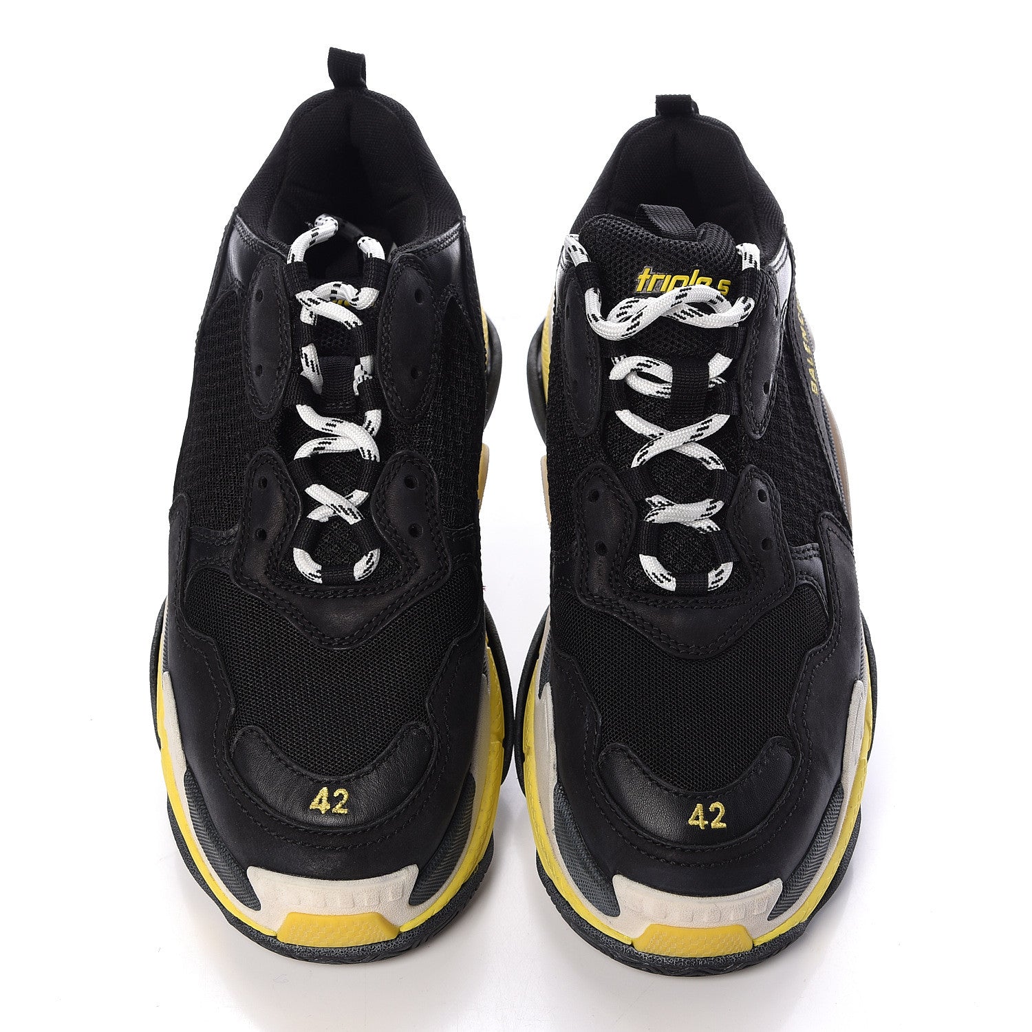 Balenciaga Fabric Mesh Womens Triple S Sneakers 42 Black Yellow 3 of 8