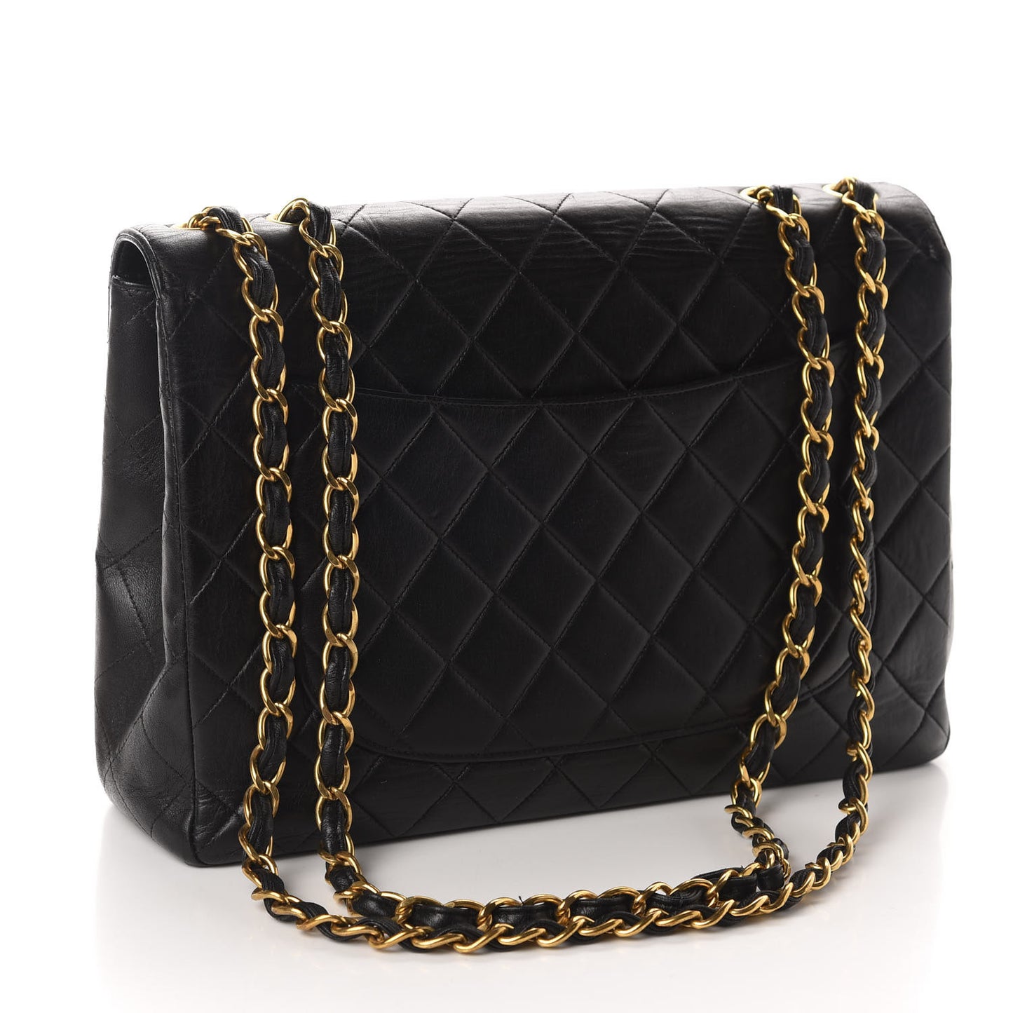 Lambskin Quilted Jumbo Single Flap Black