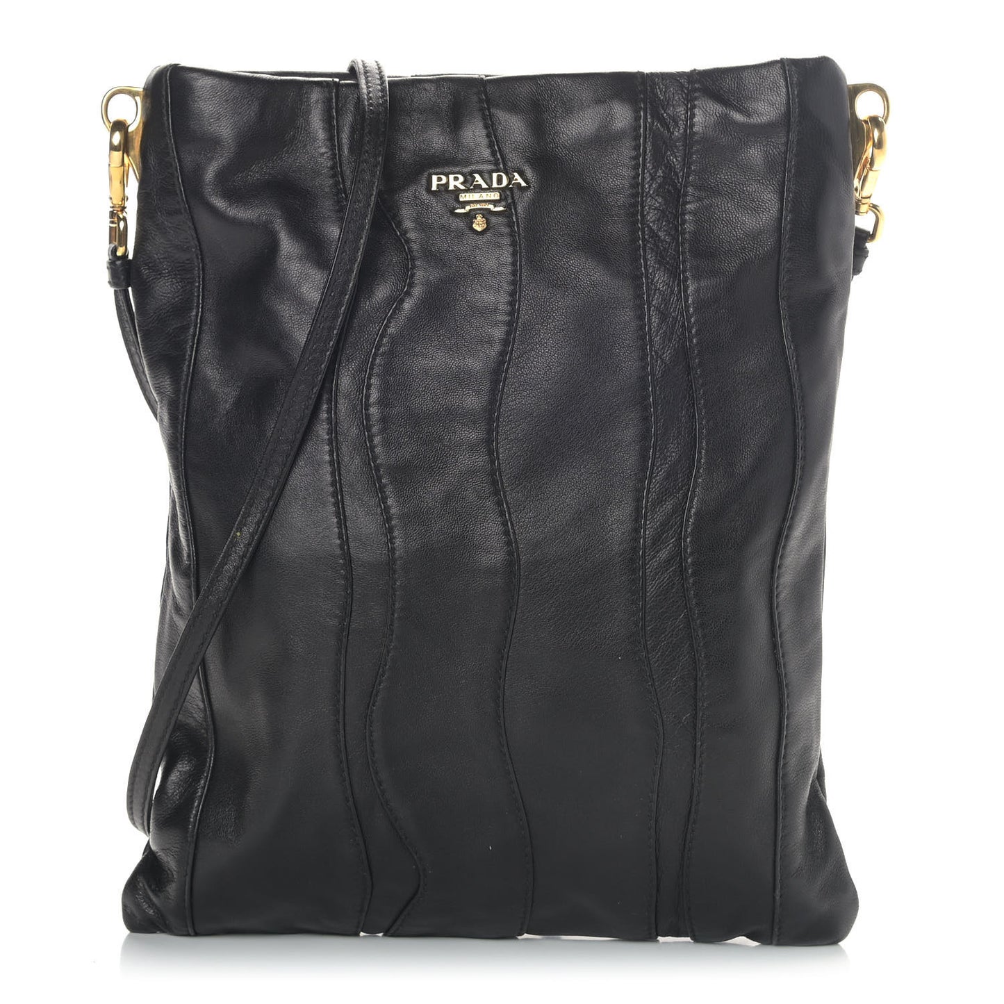 Nappa Stripes Crossbody Bag Black