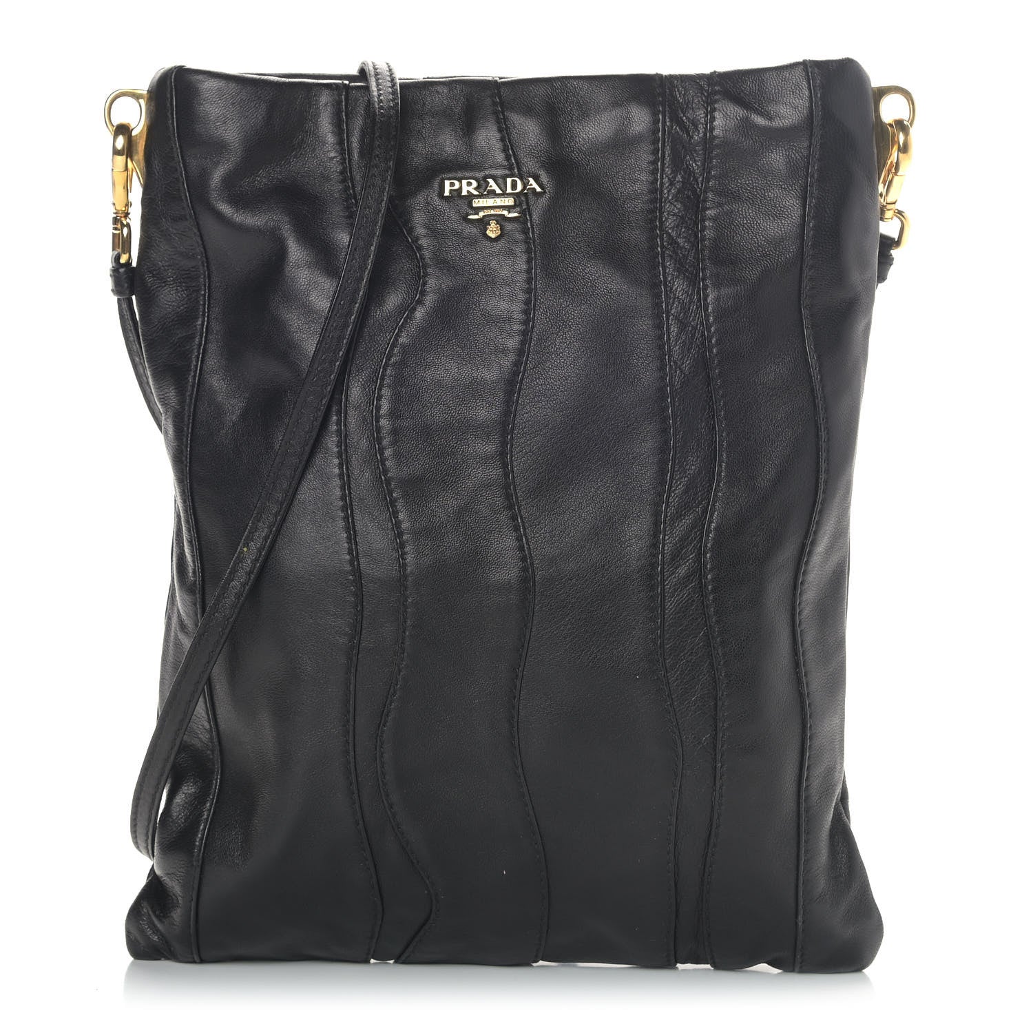 Prada Nappa Stripes Crossbody Bag Black 1 of 9
