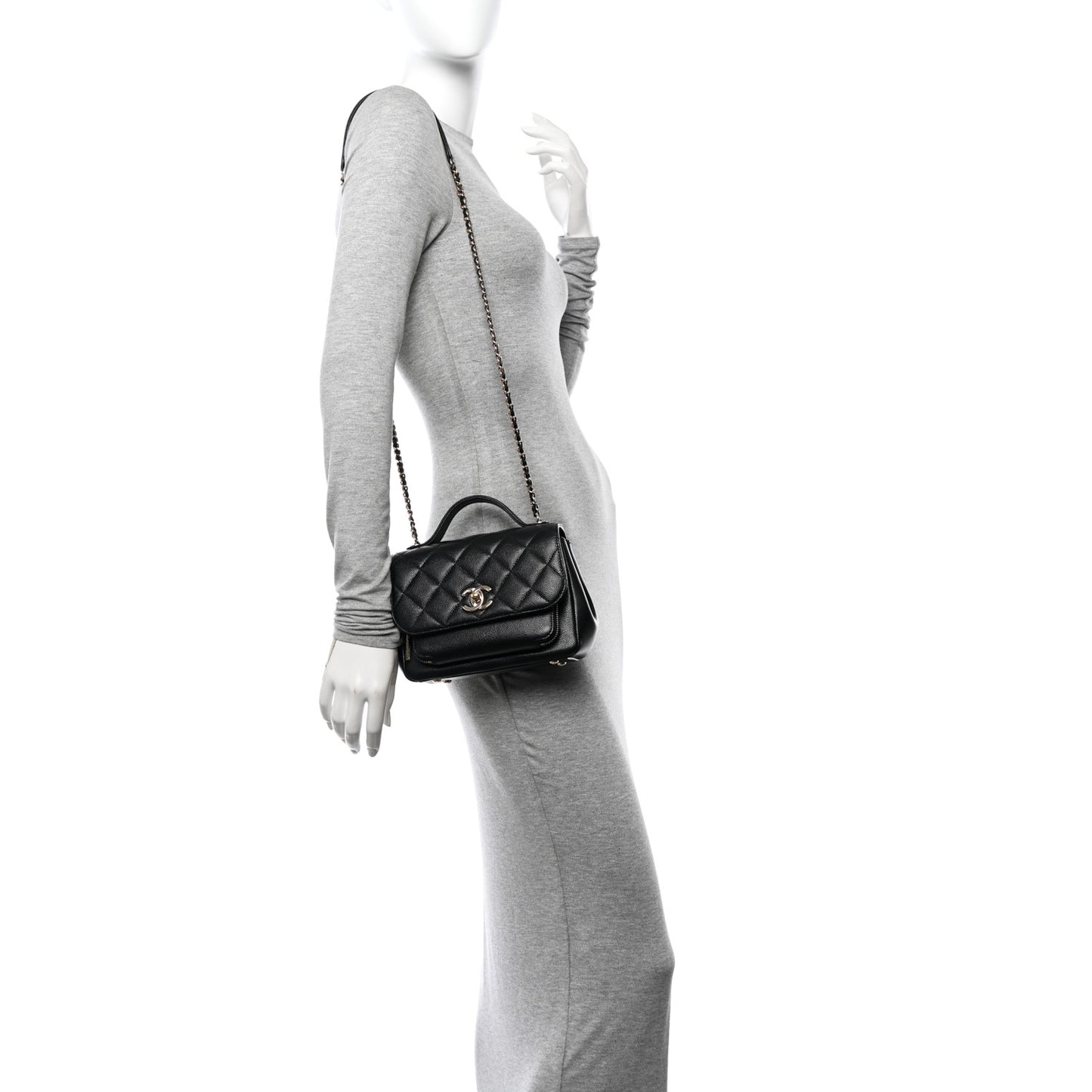 Caviar Quilted Small Business Affinity Flap Black