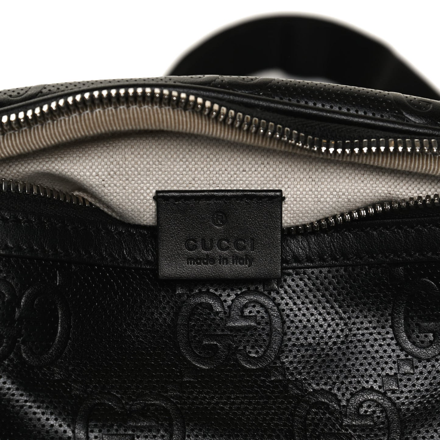 Calfskin GG Tennis Embossed Belt Bag Black