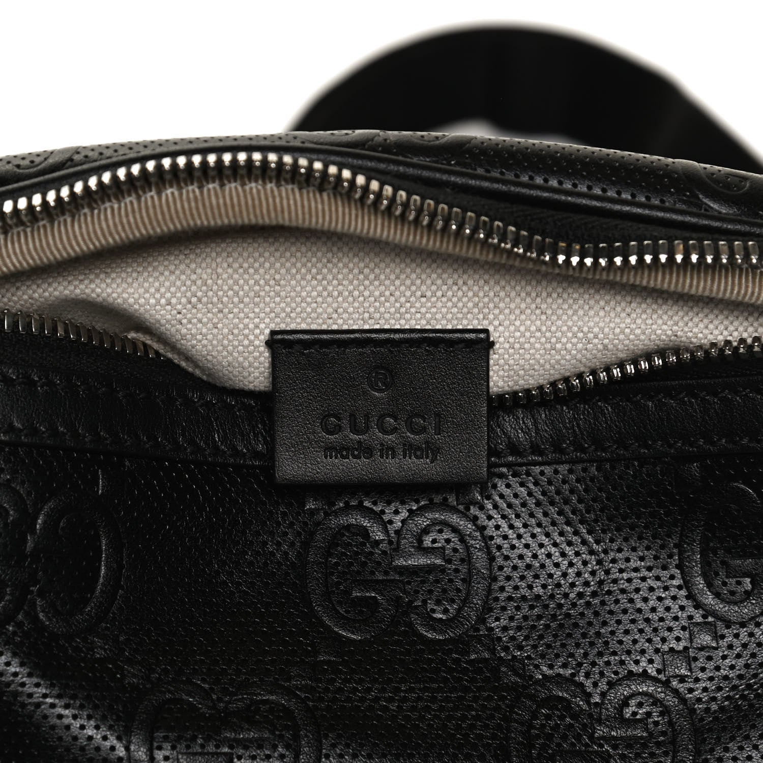 Gucci Calfskin GG Tennis Embossed Belt Bag Black 5 of 13