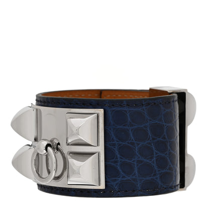 Hermes Matte Alligator Collier De Chien CDC Bracelet S Bleu De Malte 1 of 6