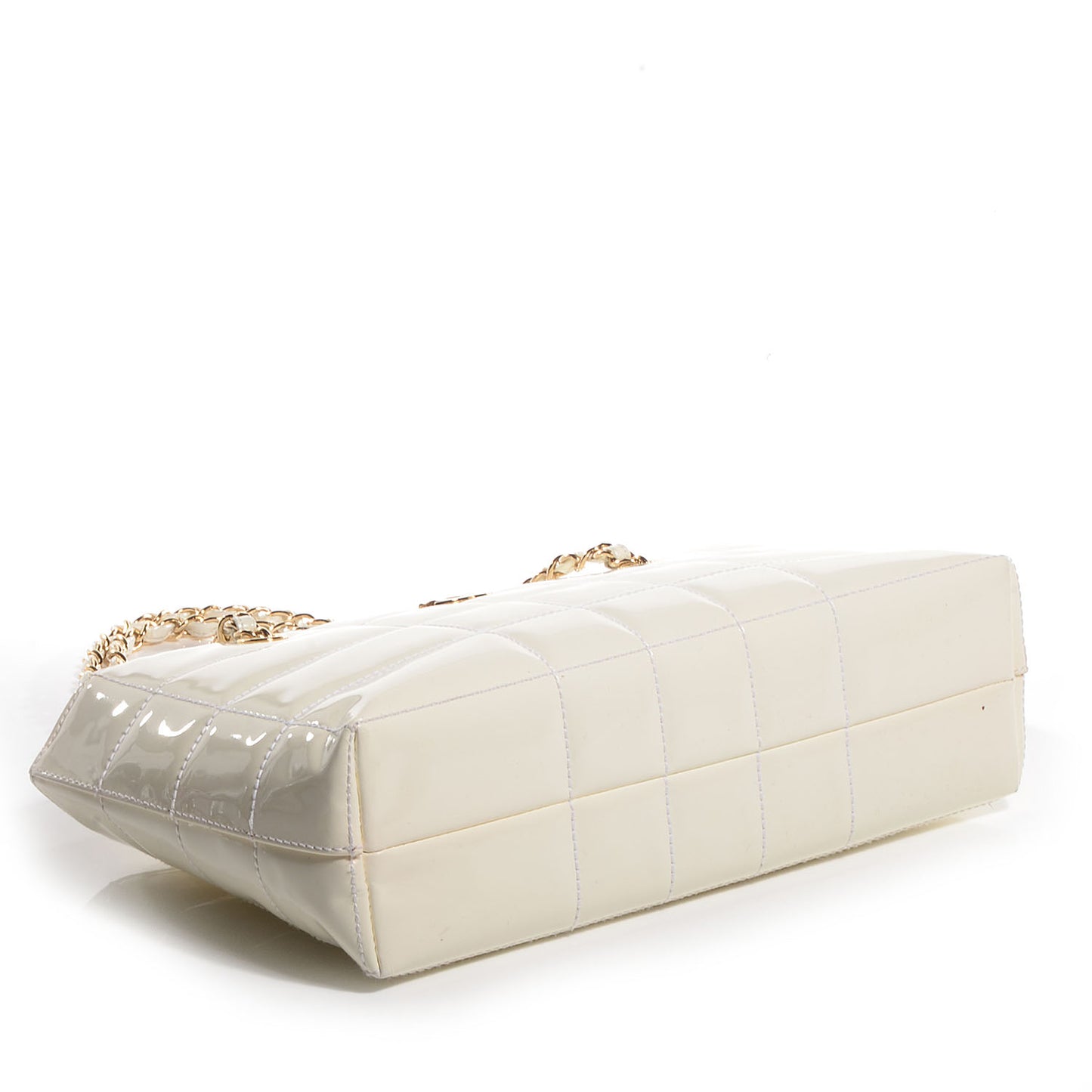 Patent Chocolate Bar East West Tote White