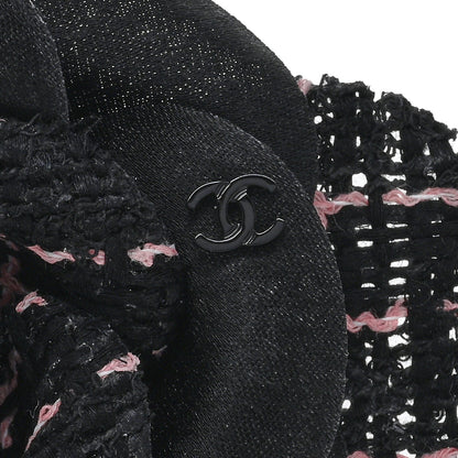 Chanel Tweed Camellia Pin Brooch Black Pink 3 of 3