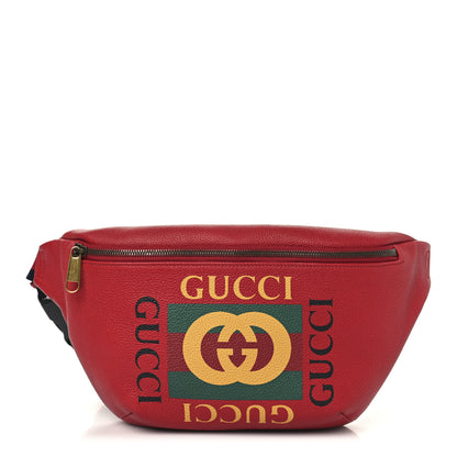 Gucci Grained Calfskin Logo Belt Bag Hibiscus Red 1 of 10