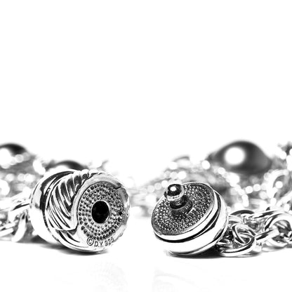 David Yurman Sterling Silver Tahitian Pearl Four Row Figaro Bracelet 4 of 4