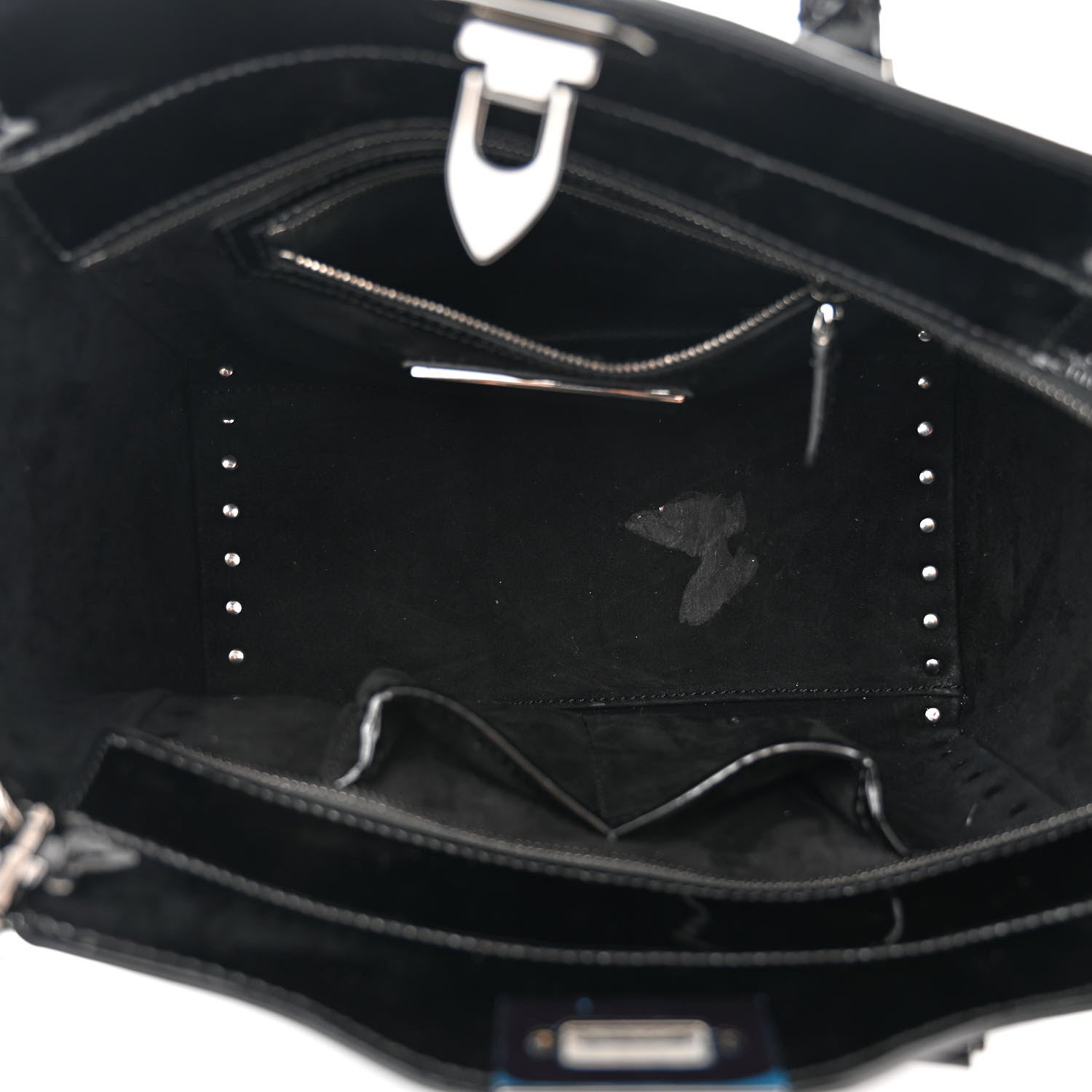 Valentino Garavani Patent Monochrome Small Rockstud Double Handle Tote Black 5 of 11