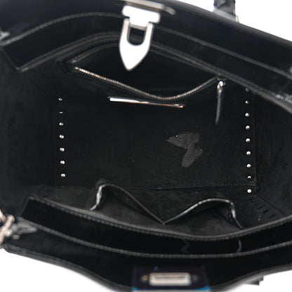 Valentino Garavani Patent Monochrome Small Rockstud Double Handle Tote Black 5 of 11