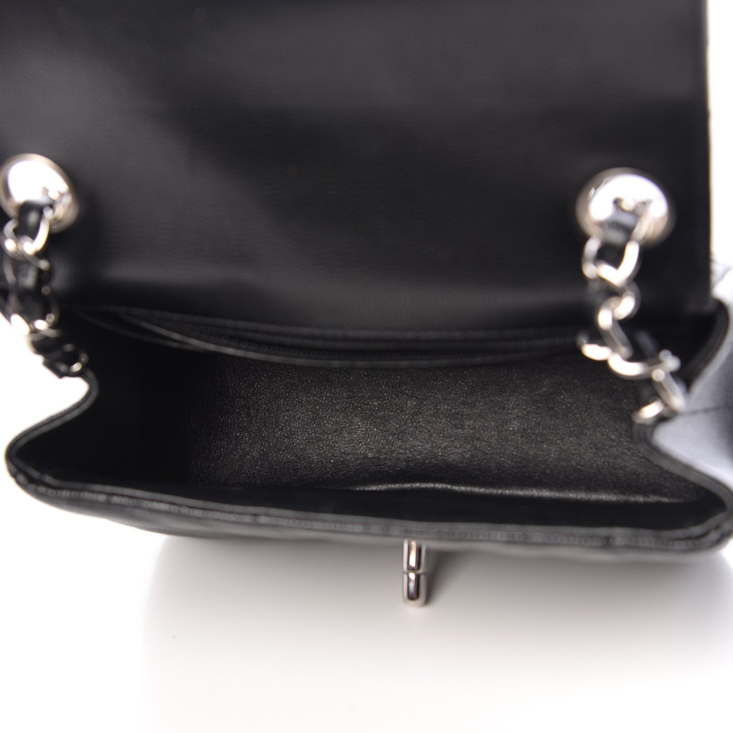 Caviar Chevron Quilted Mini Square Flap Black