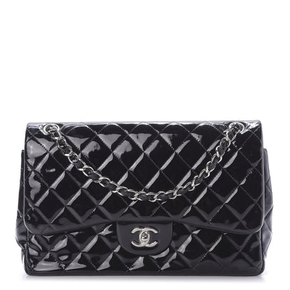 Chanel Patent Quilted Jumbo Double Flap Black 1 of 9