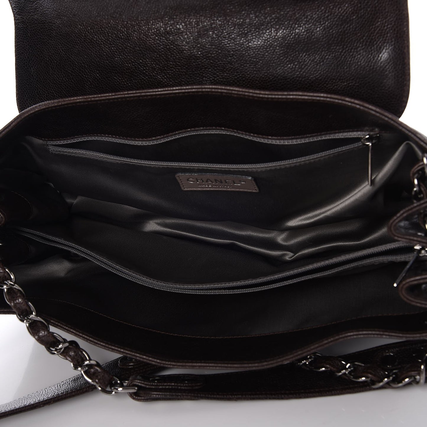 Glazed Caviar Pocket In The City Tote Brown
