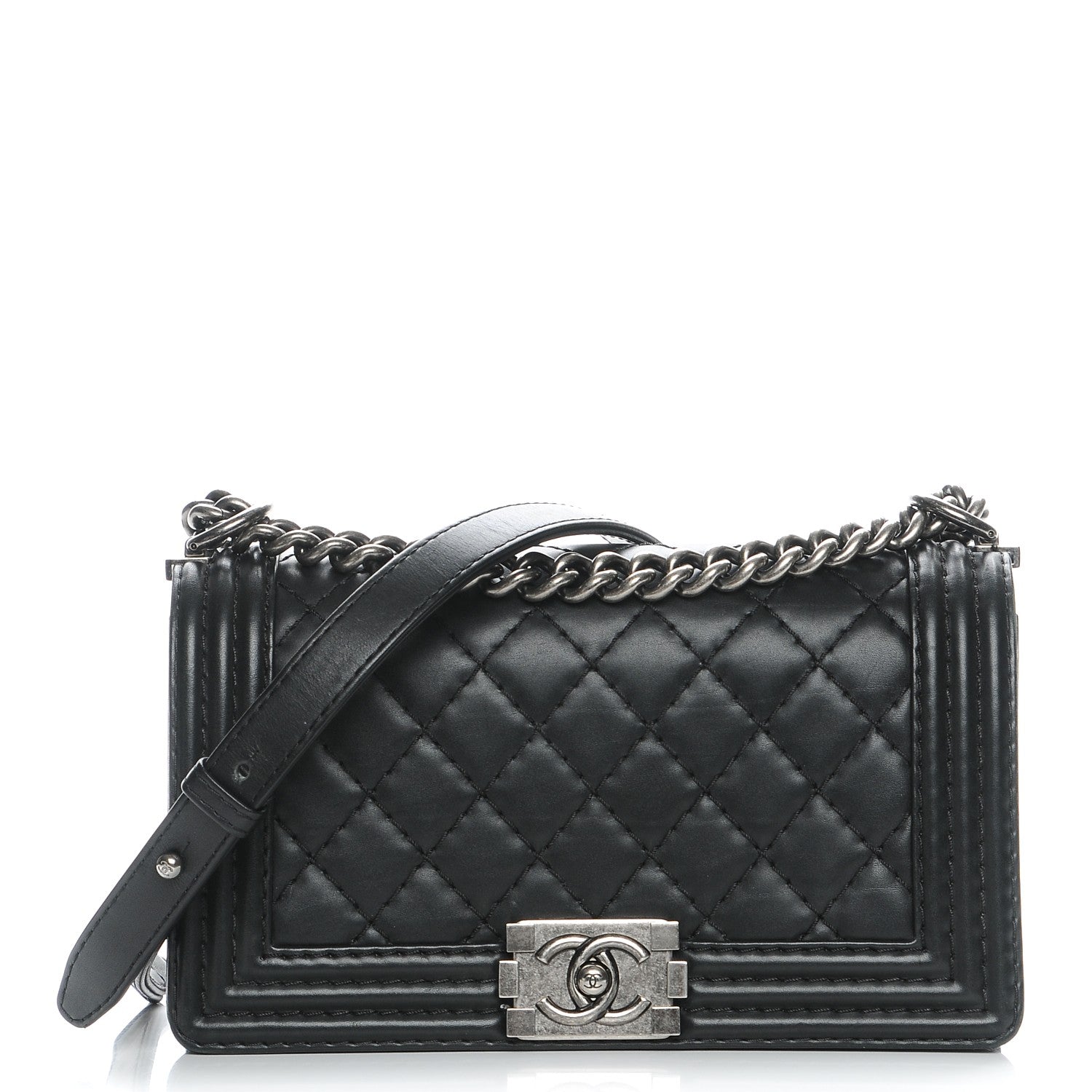 Chanel Lambskin Stitch Quilted Medium Boy Flap Black 1 of 7