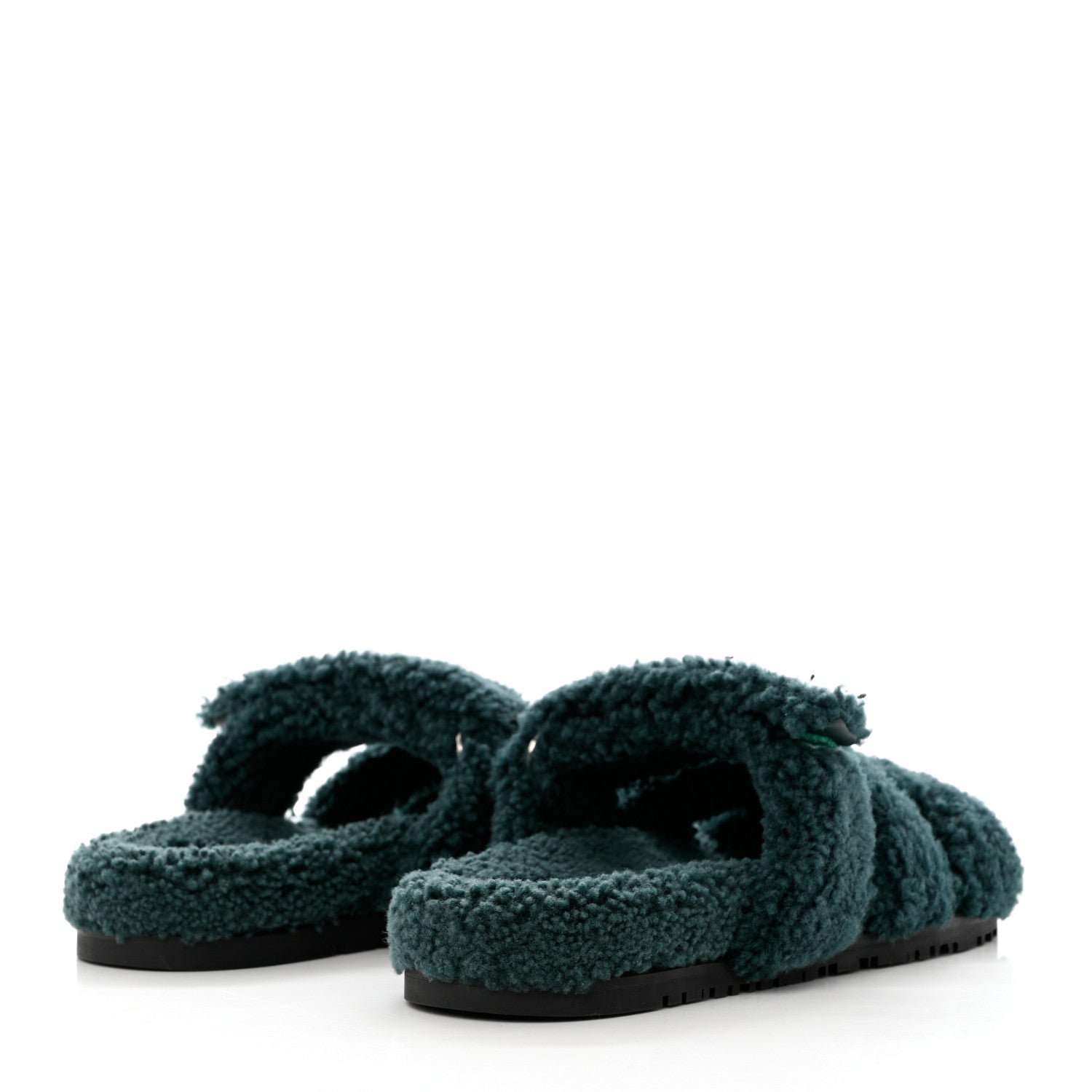 Hermes Woolskin Womens Chypre Sandals 39 Vert Anglais 4 of 9