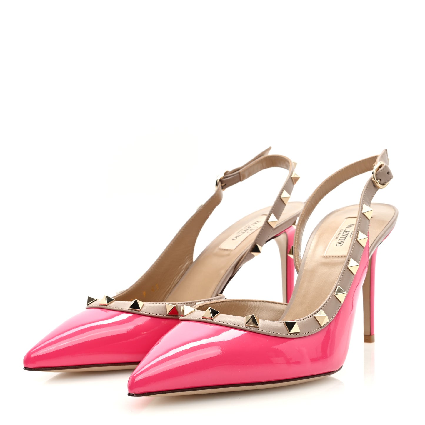 Patent Rockstud Half d'Orsay Slingback 85mm Pumps 41 Peony Poudre