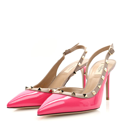 Valentino Garavani Patent Rockstud Half d'Orsay Slingback 85mm Pumps 41 Peony Poudre 3 of 9