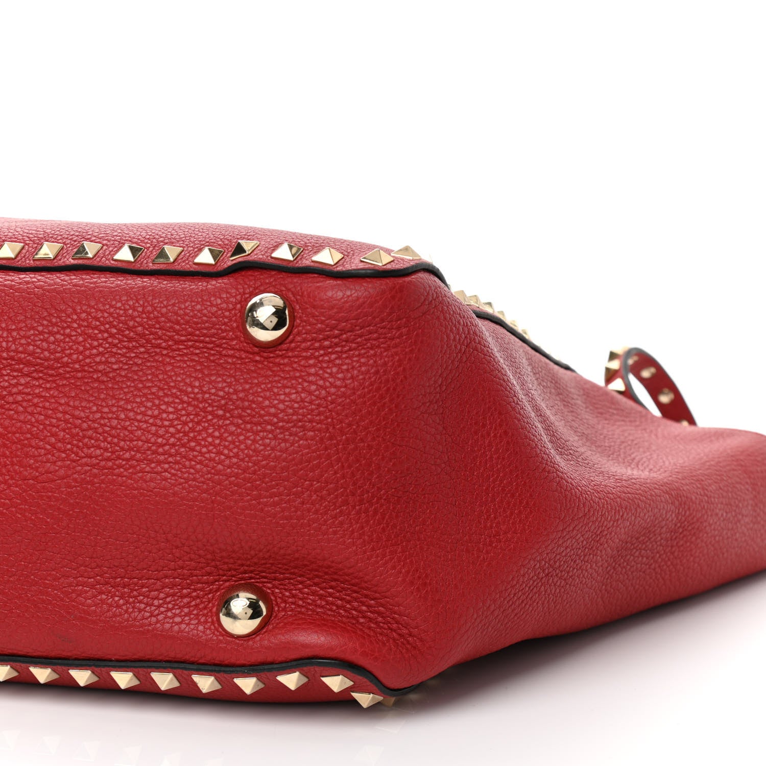 Valentino Garavani Pebbled Calfskin Medium Rockstud Tote Red 8 of 8