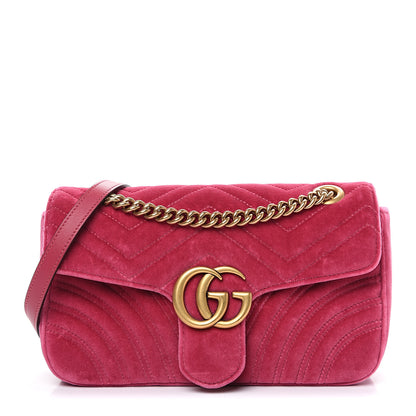 Gucci Velvet Matelasse Small GG Marmont Shoulder Bag Light Raspberry Rose 1 of 10