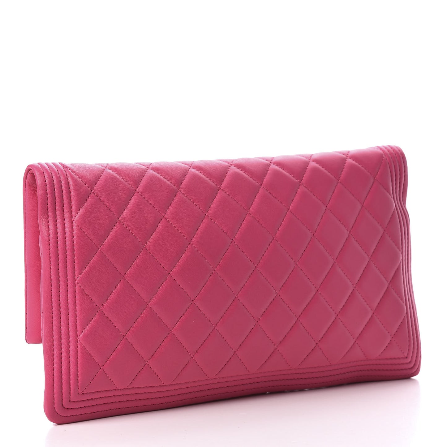 Lambskin Quilted Beauty CC Boy Clutch Fuchsia