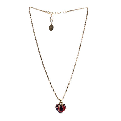 Christian Dior Metal Enamel Logo Heart Necklace Gold Multicolor 2 of 4