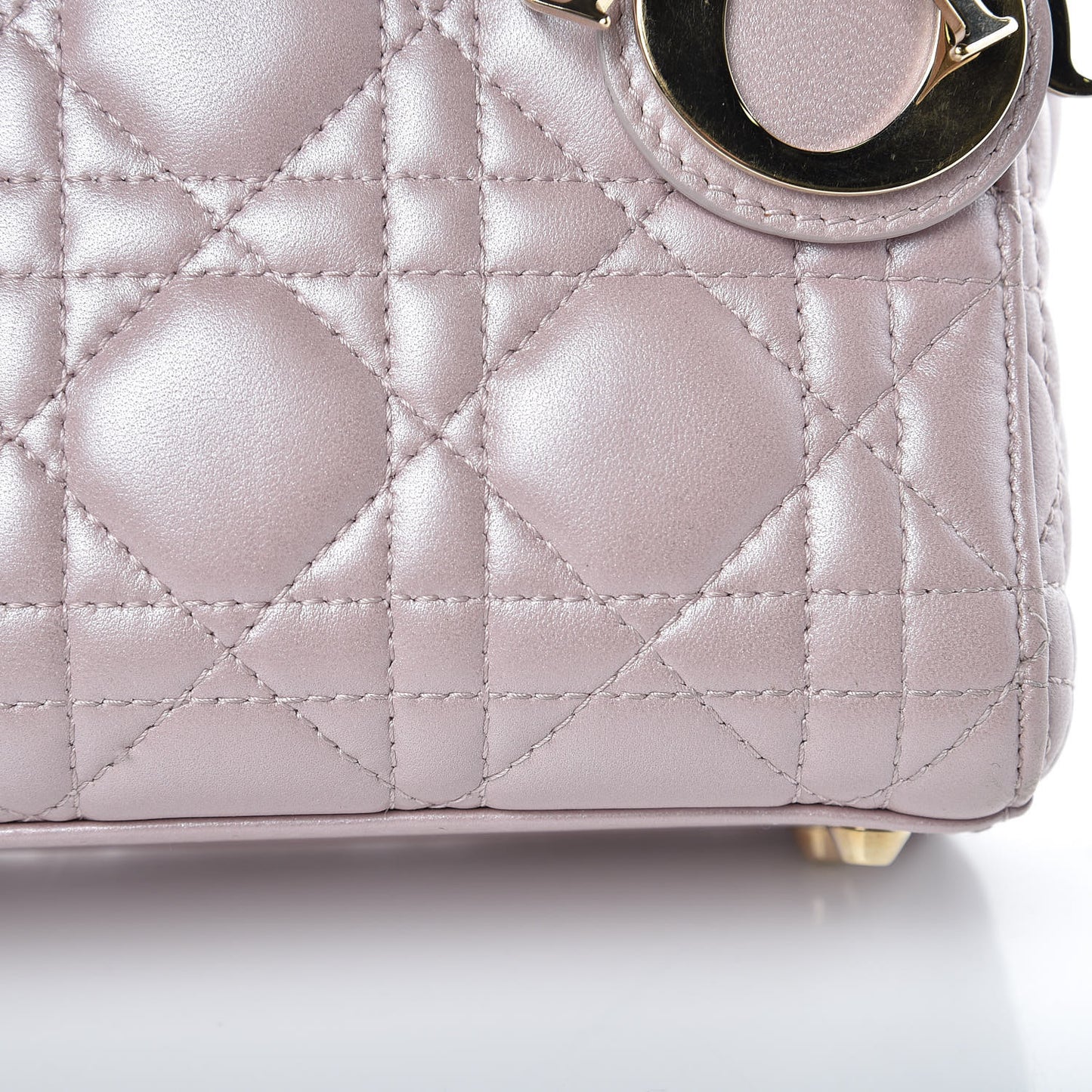 Metallic Lambskin Cannage Mini Lady Dior Lotus