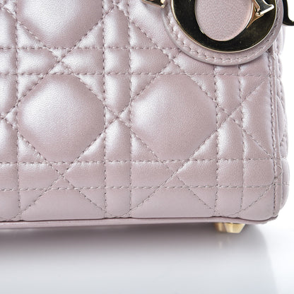 Christian Dior Metallic Lambskin Cannage Mini Lady Dior Lotus 9 of 15