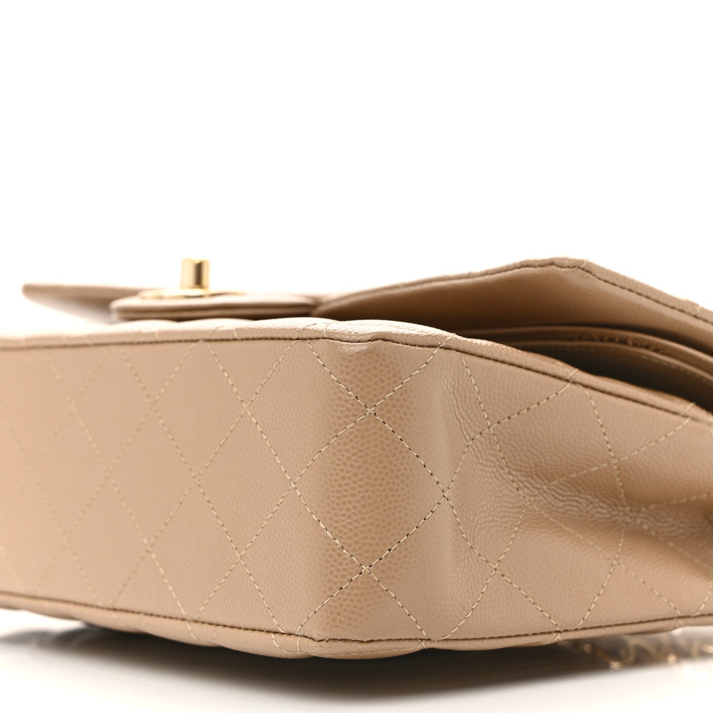 Caviar Quilted Medium Double Flap Dark Beige