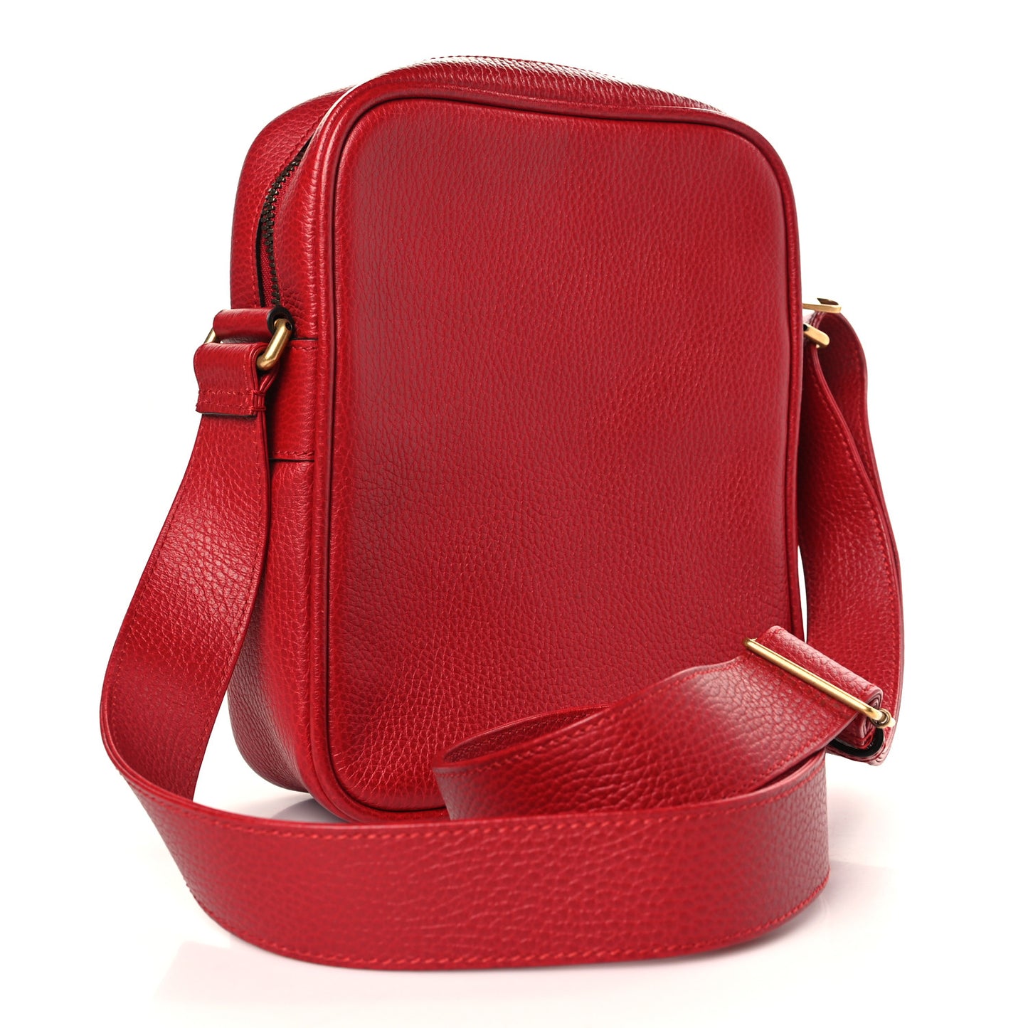 Grained Calfskin Logo Messenger Bag Hibiscus Red