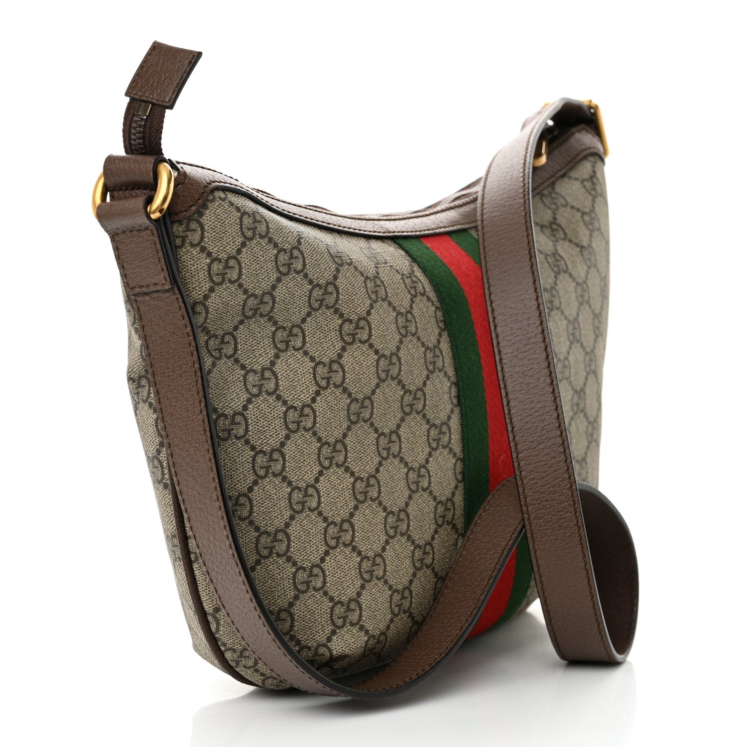 Gucci GG Supreme Monogram Web Small Ophidia Half Moon Hobo Brown 3 of 10