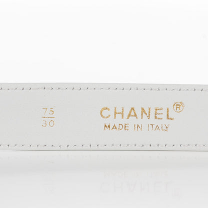 Chanel Lambskin Stitched CC Belt 75 30 White 6 of 6