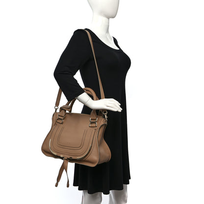 Chloe Smooth Calfskin Medium Marcie Metal Bar Trim Satchel Beige 2 of 8