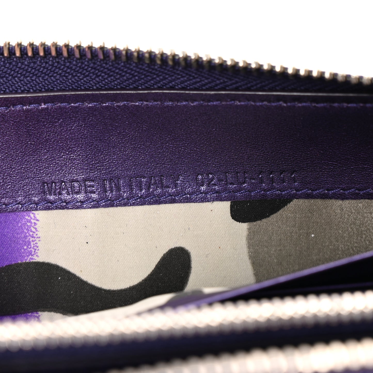 Metallic Lambskin Cannage Anselm Reyle Lady Dior Zip Wallet Purple Orange