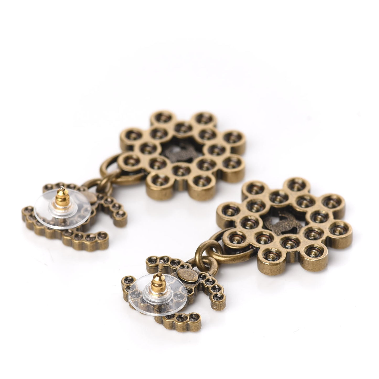 Crystal Strass CC City of Lights Cluster Dangle Earrings Gold
