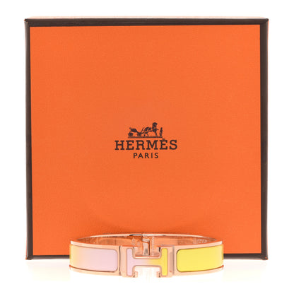 Hermes Enamel Narrow Clic Clac H Fusion Bracelet PM Rose Candeur Jaune Tennis 6 of 6