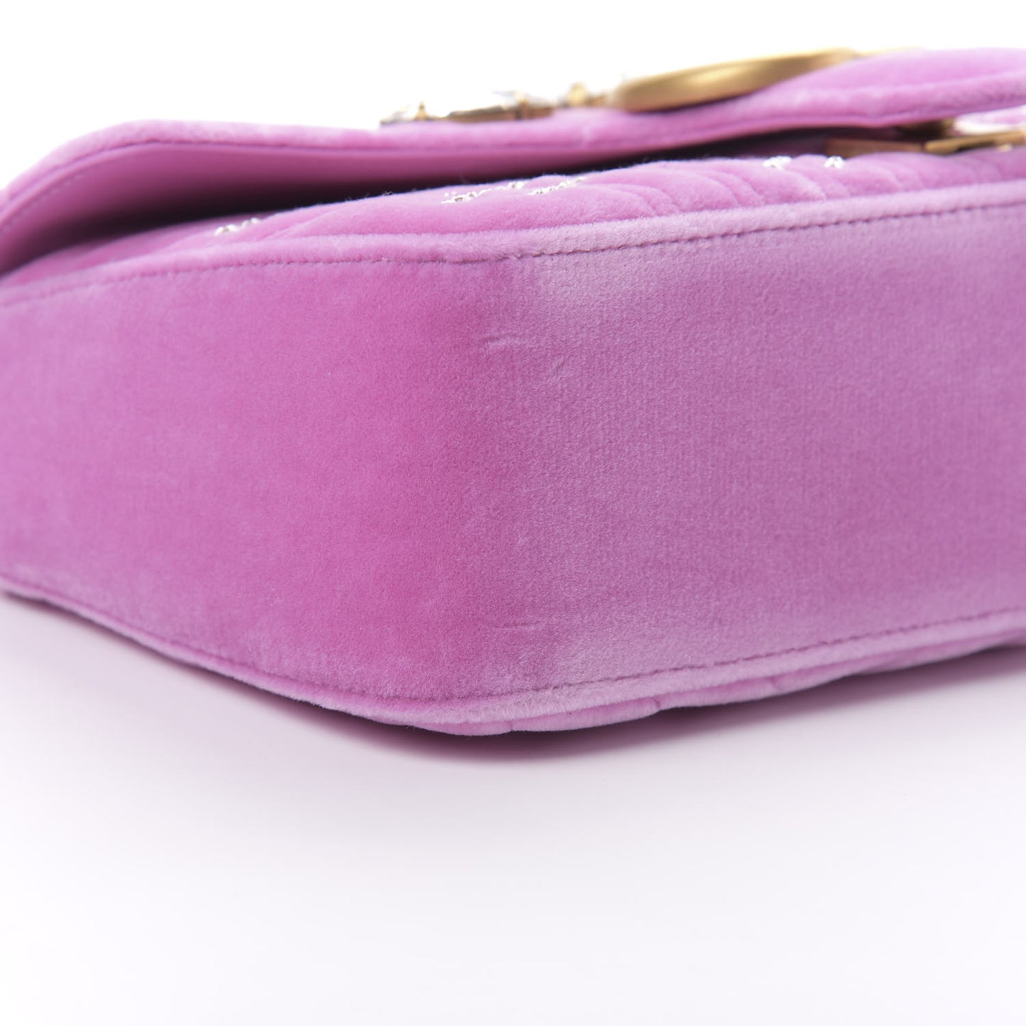 Velvet Matelasse Marquise Crystals Embroidered Small GG Marmont Shoulder Bag Malva