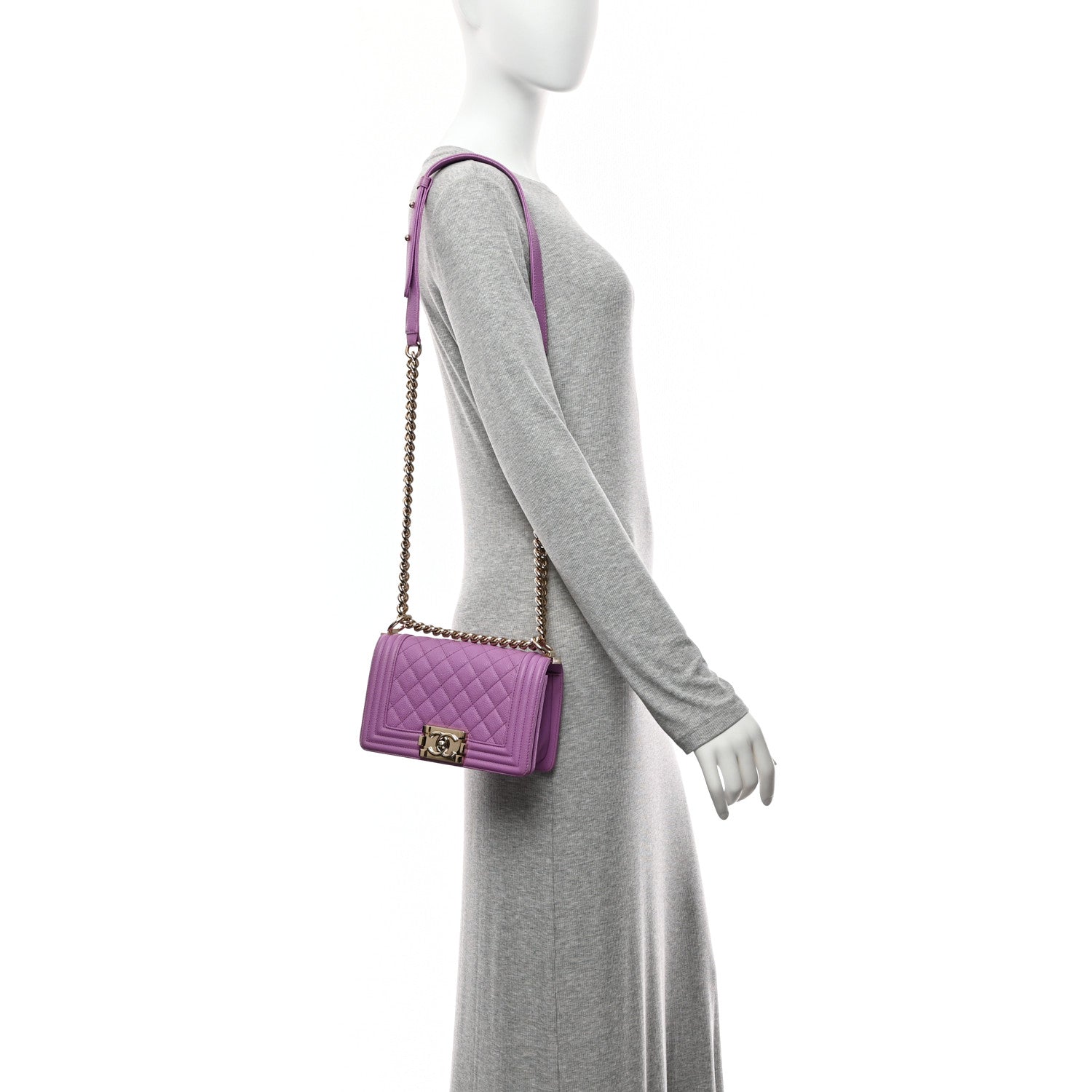 Chanel Caviar Quilted Small Boy Flap Purple 2 of 10