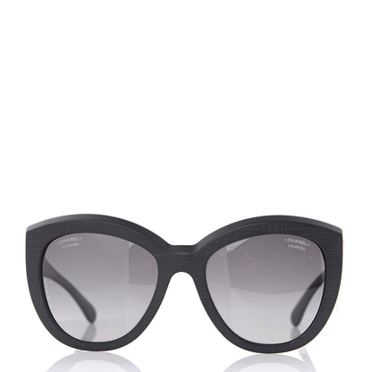 Chanel Tweed Effect CC Polarized Butterfly Signature Sunglasses 5332 Black 3 of 8