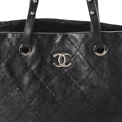 Chanel Glazed Calfskin Large On The Road Tote Black 10 of 10