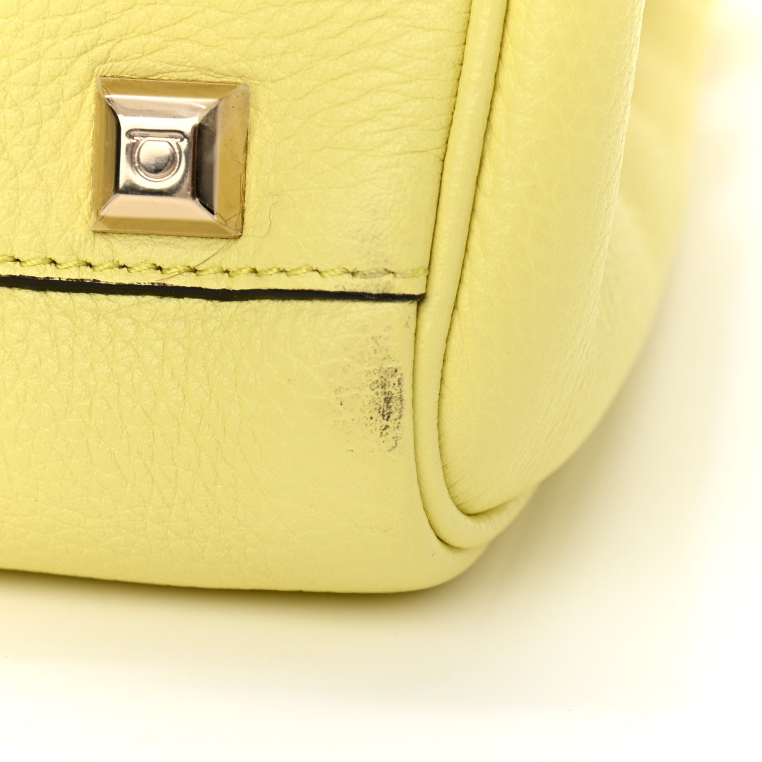Salvatore Ferragamo Calfskin The Studio Bag Yellow 12 of 15