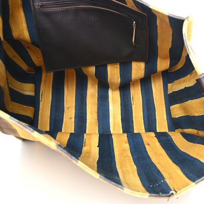 Fendi Canvas Striped Shopping Tote Yellow 5 of 13