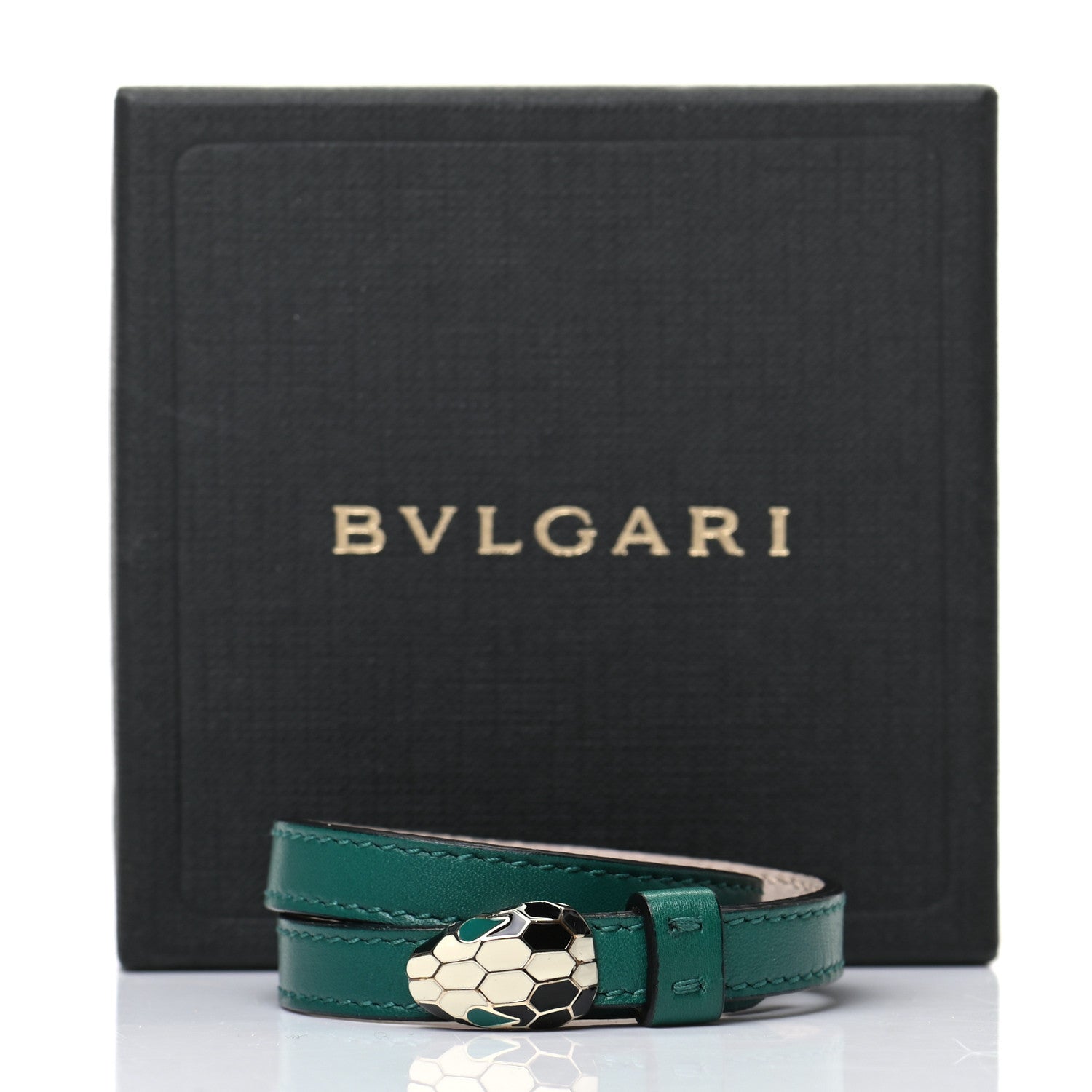 Bulgari Calfskin Serpenti Forever Double Coil Bracelet S Emerald Green 6 of 6