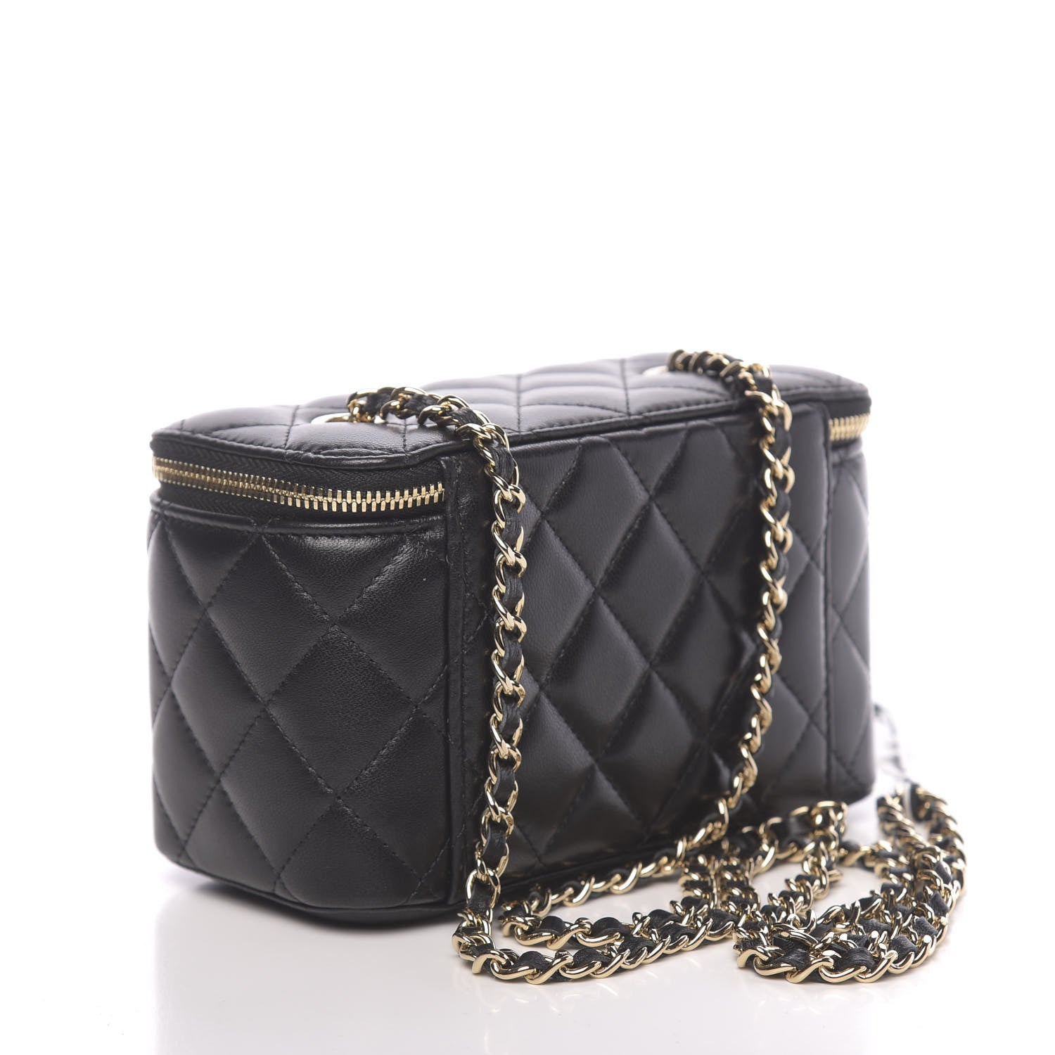 Chanel Lambskin Quilted Small Vanity Case With Chain Black 3 of 11