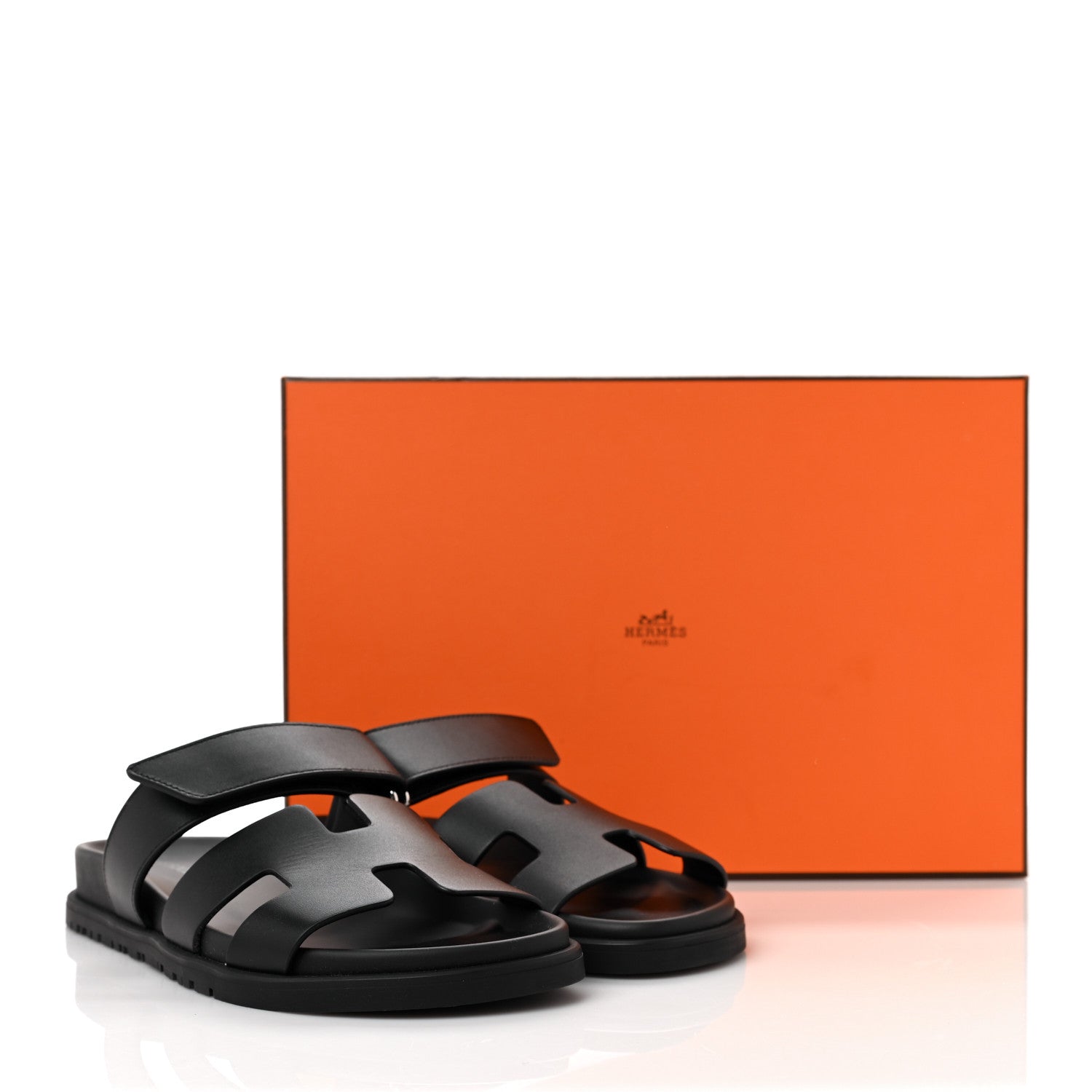 Hermes Calfskin Womens Chypre Sandals 36.5 Black 8 of 8