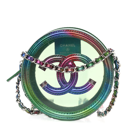 Chanel PVC Calfskin Lambskin Quilted Round Filigree Clutch With Chain Green 1 of 11