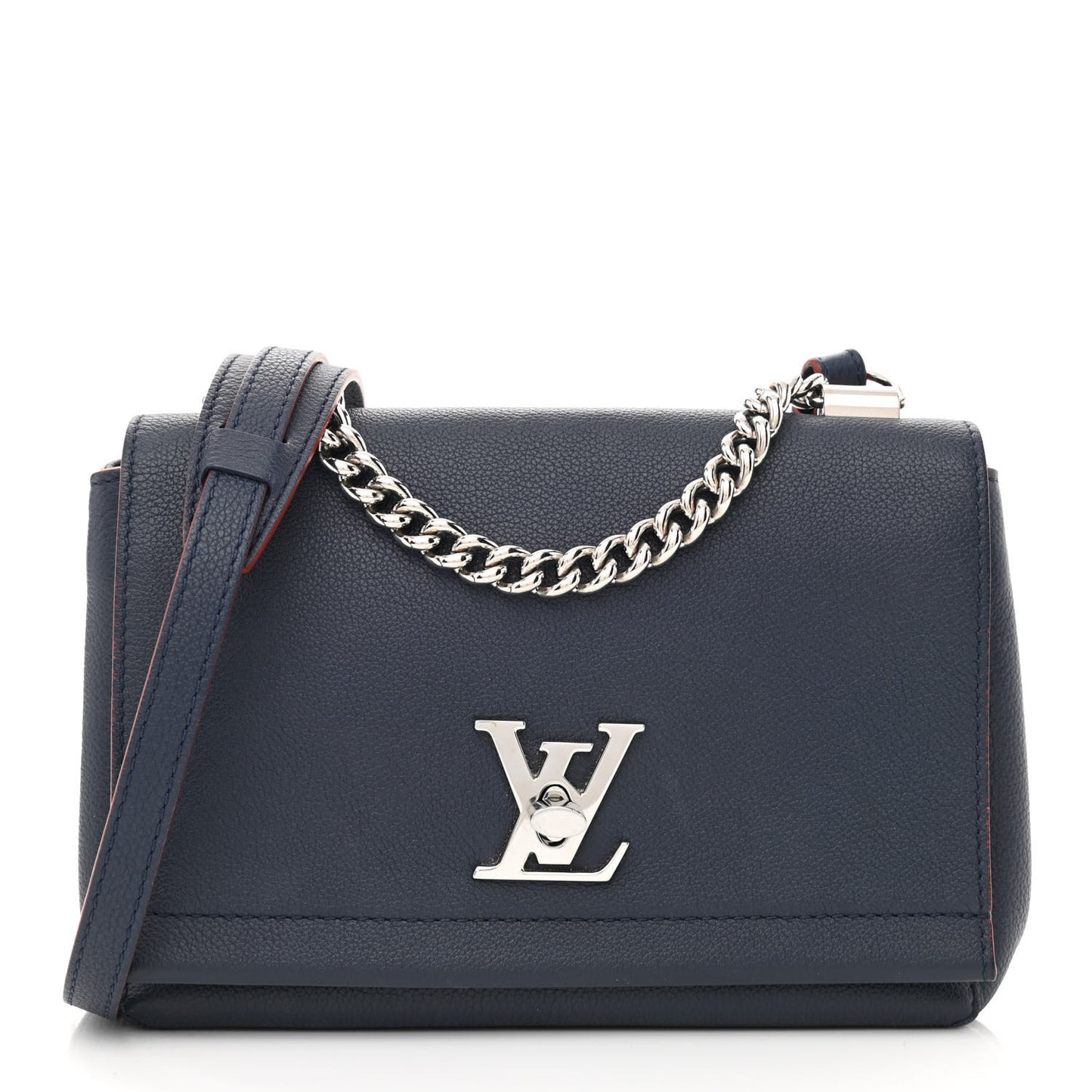 Calfskin Lockme II Chain Bag BB Marine Rouge