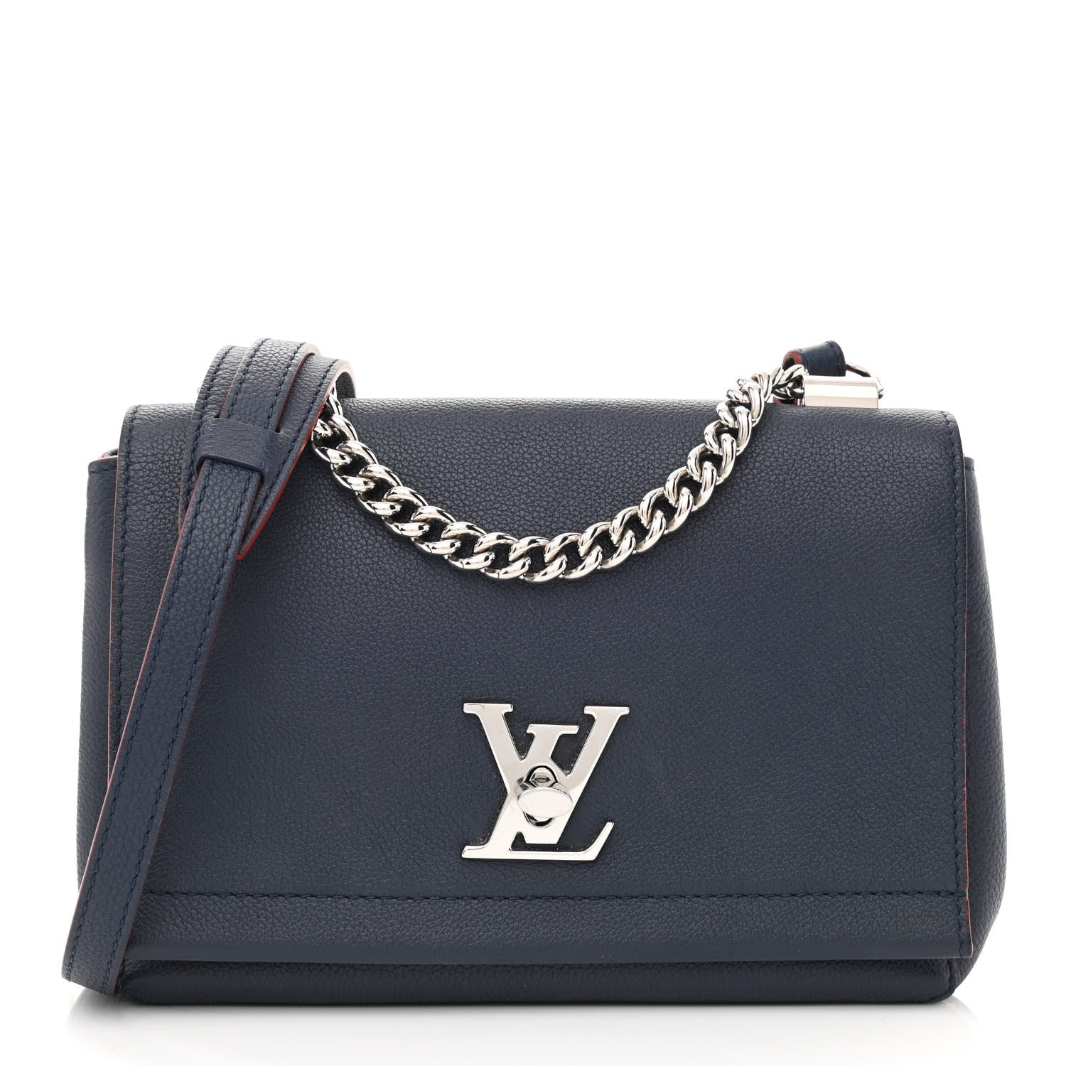 Louis Vuitton Calfskin Lockme II Chain Bag BB Marine Rouge 1 of 9
