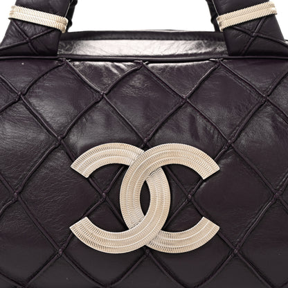 Chanel Lambskin Quilted Large Bowler Purple 8 of 12