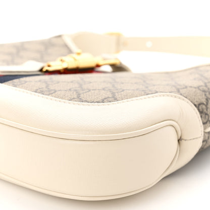 Gucci GG Supreme Monogram Textured Dollar Calfskin Web Small Jackie 1961 Hobo Beige Ebony Mystic White 10 of 10