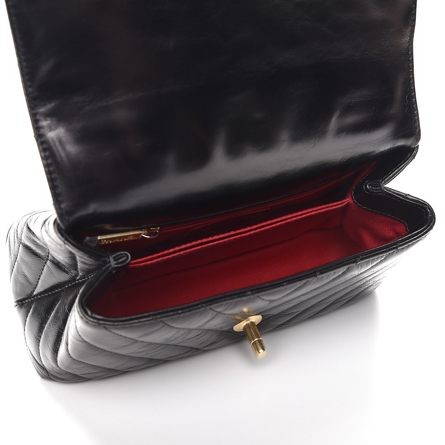 Chanel Calfskin Chevron Quilted Mini Coco Handle Flap Black 5 of 8